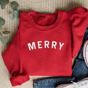 Red 'Merry' Sweatshirt sz Large